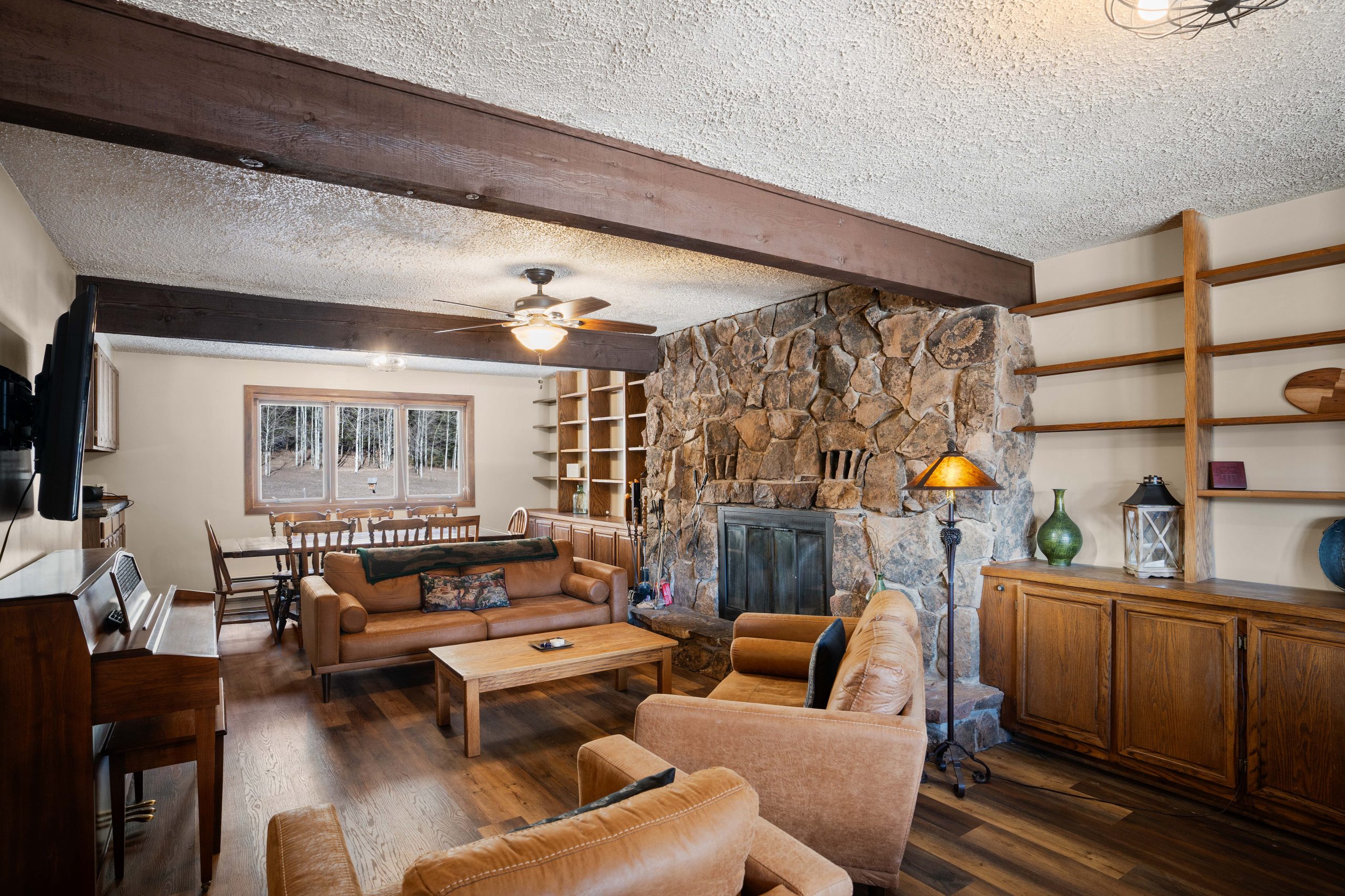 Cabin 100 Living Room Fireplace