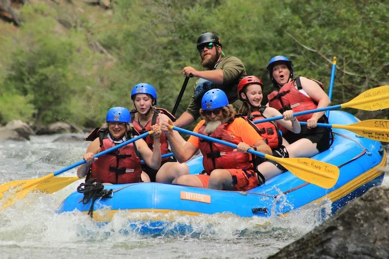 Guided whitewater rafting excitement