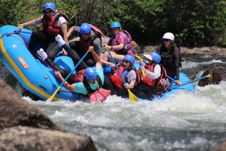 Large group whitewater rafting trip