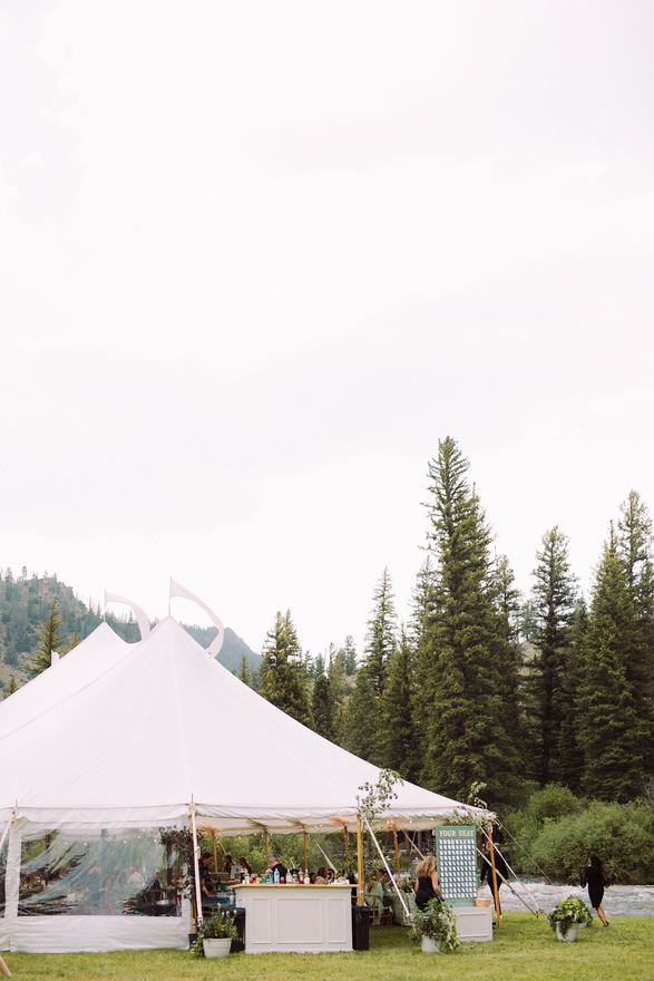 Sailcloth tent and bar on the lawn