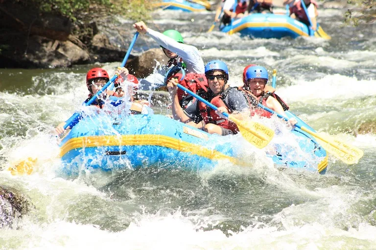 Whitewater rafting big splash action